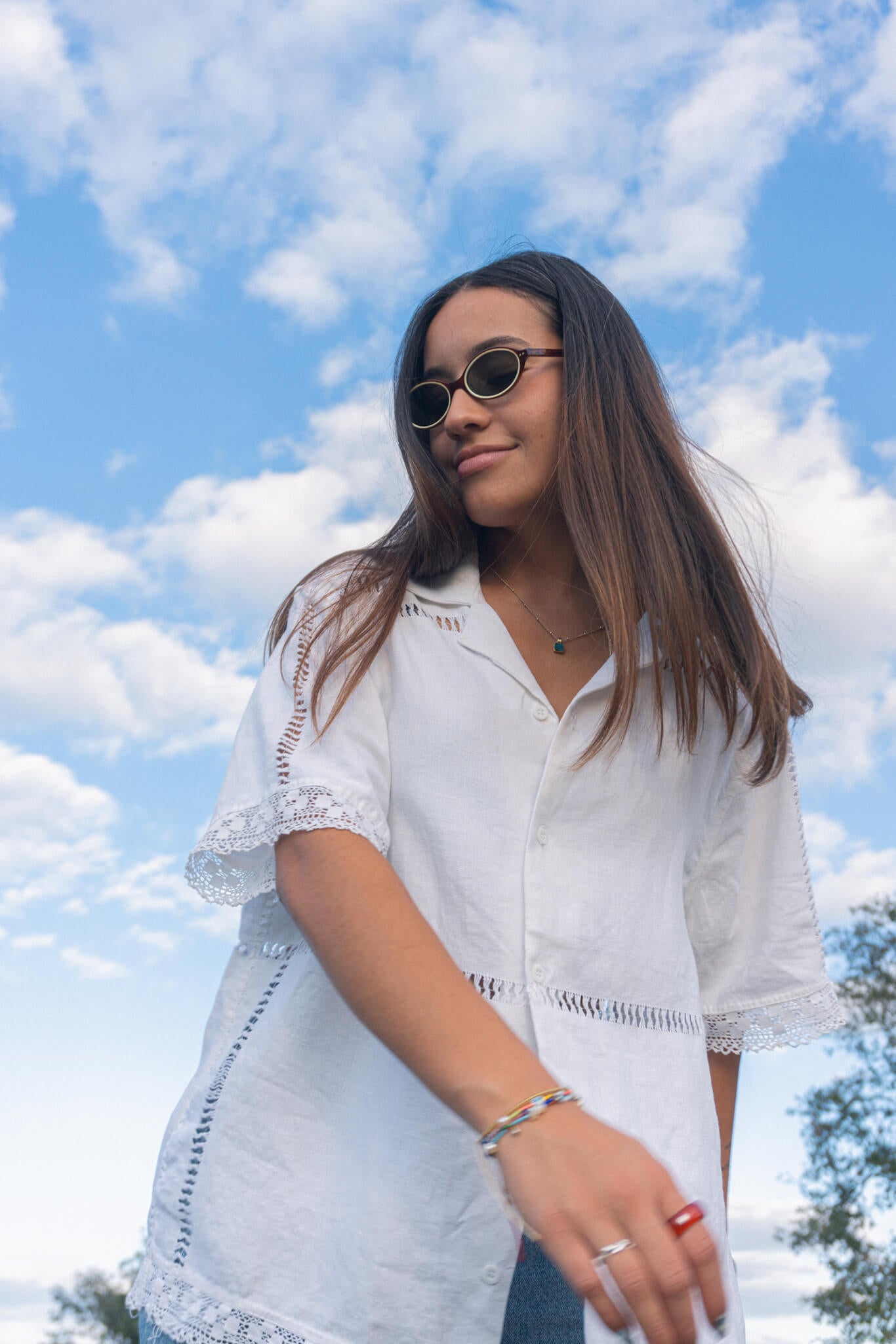 White Lace Tablecloth Shirt (Medium)