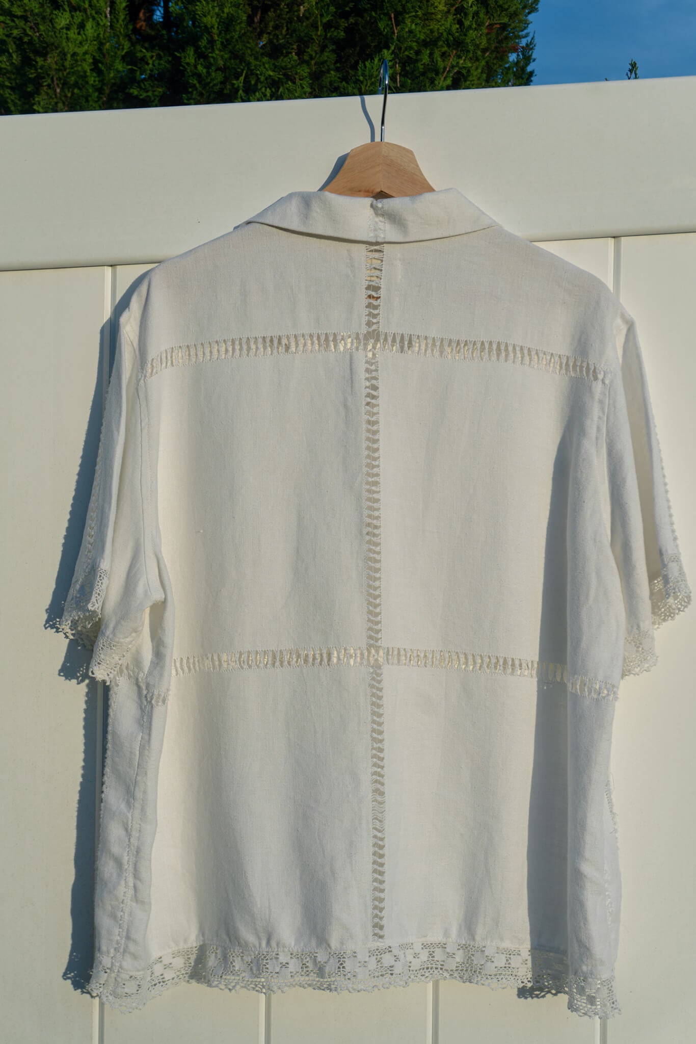 White Lace Tablecloth Shirt (Medium)